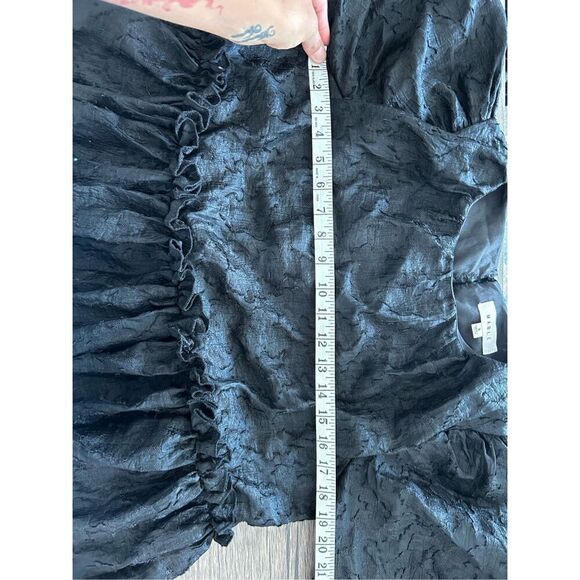 Mable Black Puff Sleeve Whimsical Goth Peplum Tunic Top Size S Withcy Wednesday - Picture 14 of 14